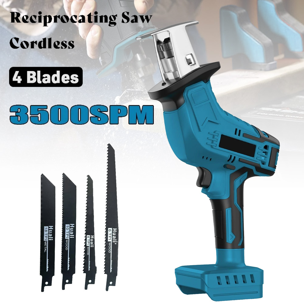 Metal Saw Reciprocating - マキタ18Vバッテリー用コードレスレシプロソー、4枚の鋸刃キット、木材・金属・PVC用切断工具（バッテリーは含まれていません）