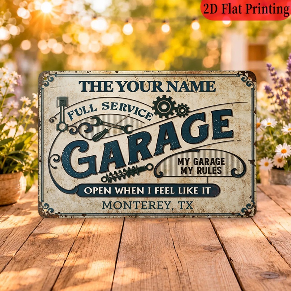 Auto Repair Shop Names - パーソナライズされたカスタムYOUR NAME自動車修理用ブリキ看板、ヴィンテージメタルウォールアート、ガレージ、修理工場、男性用洞窟の装飾＆プレゼント