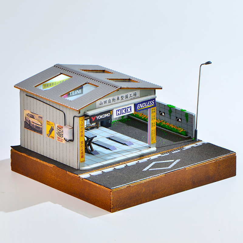 1:64スケールDIY自動車修理工場ジオラマキット（LEDラ - Auto Repair Shop のレビューと価格